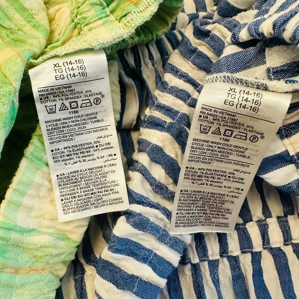 Old Navy Gap Smocked Crop Top Shirt Puff Short Sleeves Girls XL 14/16
